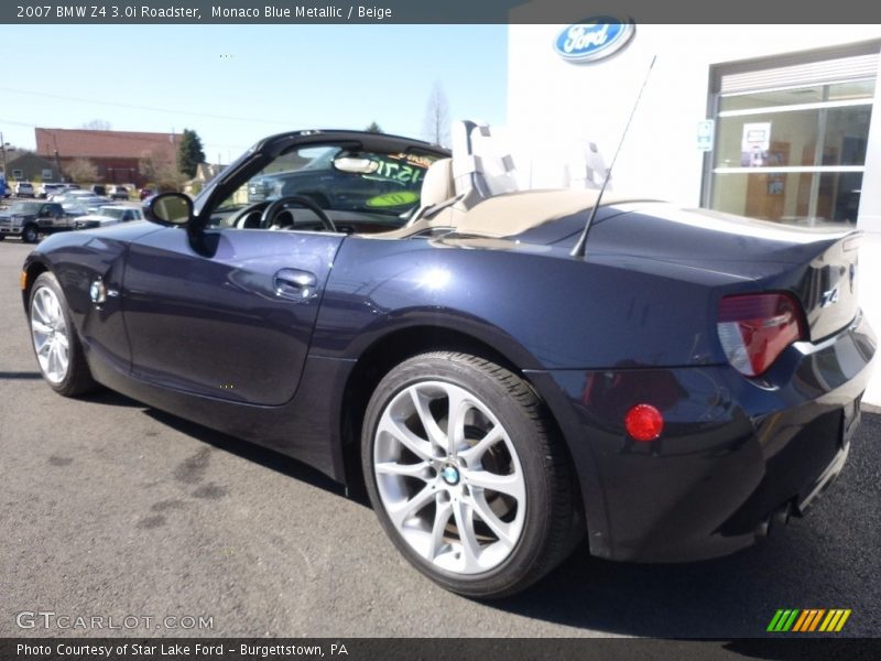 Monaco Blue Metallic / Beige 2007 BMW Z4 3.0i Roadster