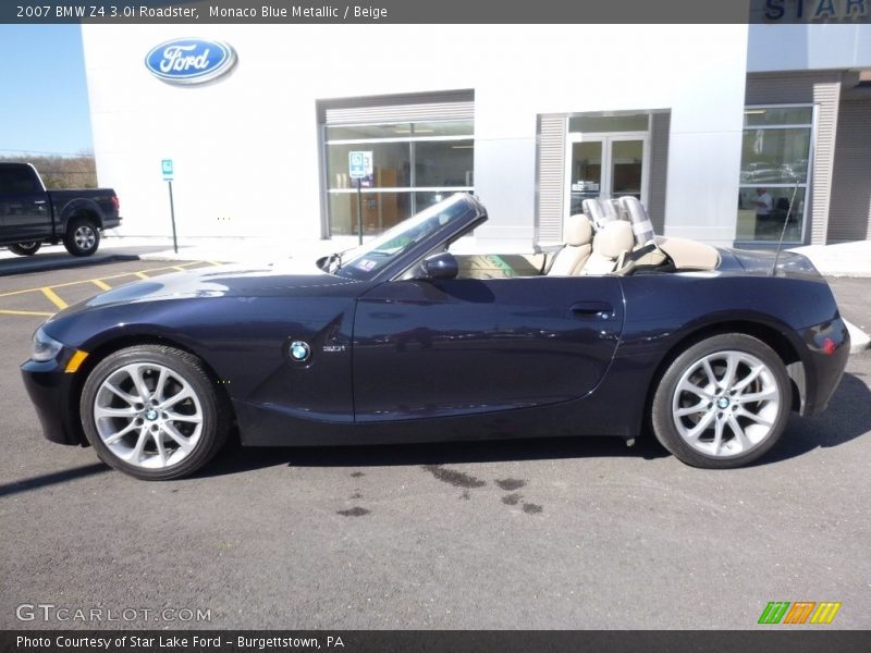Monaco Blue Metallic / Beige 2007 BMW Z4 3.0i Roadster