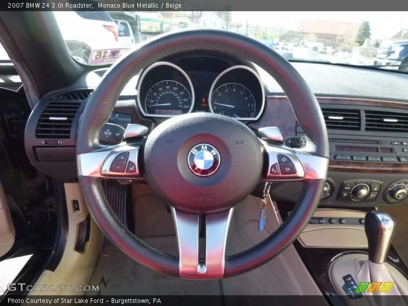 Monaco Blue Metallic / Beige 2007 BMW Z4 3.0i Roadster