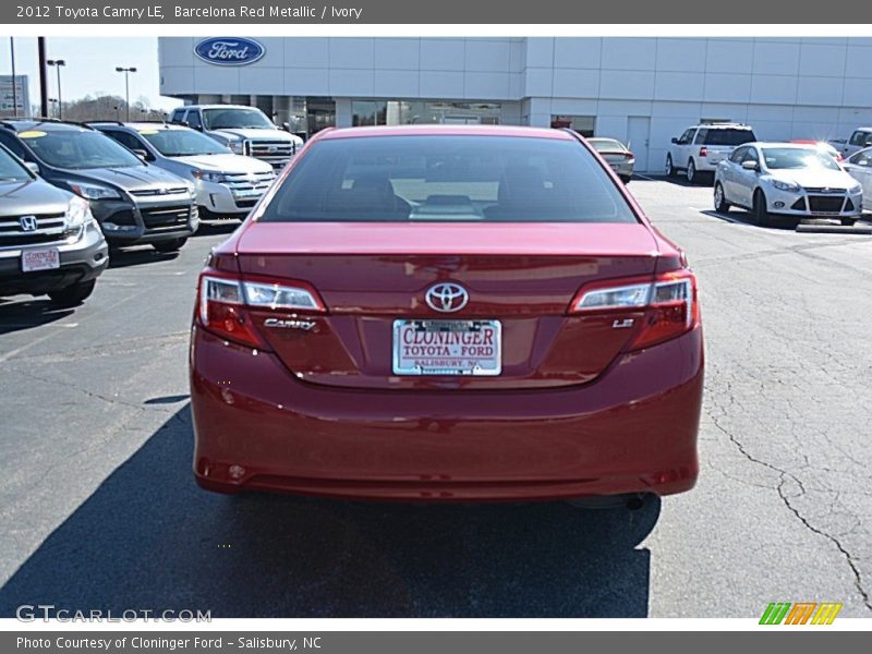 Barcelona Red Metallic / Ivory 2012 Toyota Camry LE