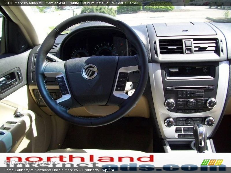 White Platinum Metallic Tri-Coat / Camel 2010 Mercury Milan V6 Premier AWD