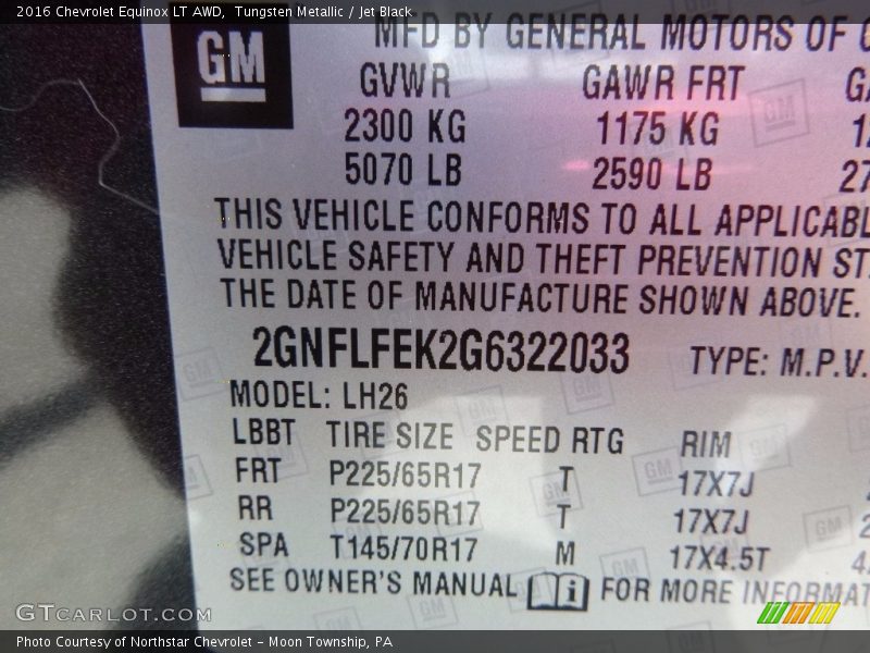 Tungsten Metallic / Jet Black 2016 Chevrolet Equinox LT AWD