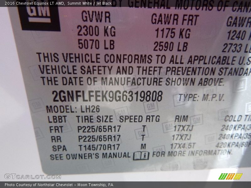 Summit White / Jet Black 2016 Chevrolet Equinox LT AWD