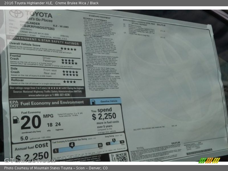 Creme Brulee Mica / Black 2016 Toyota Highlander XLE