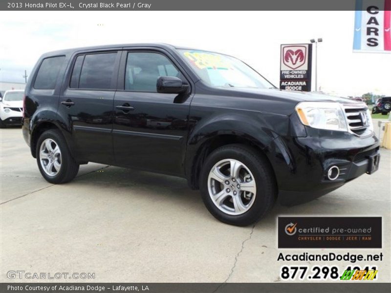 Crystal Black Pearl / Gray 2013 Honda Pilot EX-L