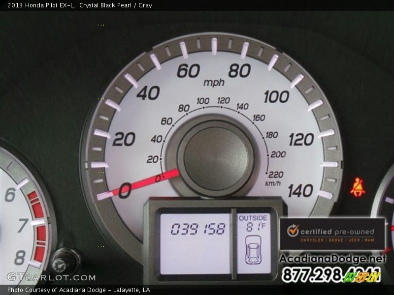 Crystal Black Pearl / Gray 2013 Honda Pilot EX-L
