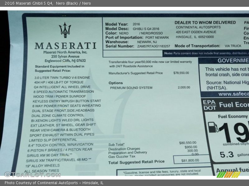 Nero (Black) / Nero 2016 Maserati Ghibli S Q4