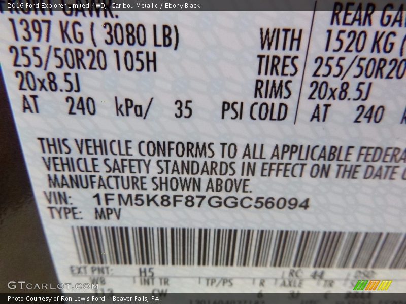 Caribou Metallic / Ebony Black 2016 Ford Explorer Limited 4WD