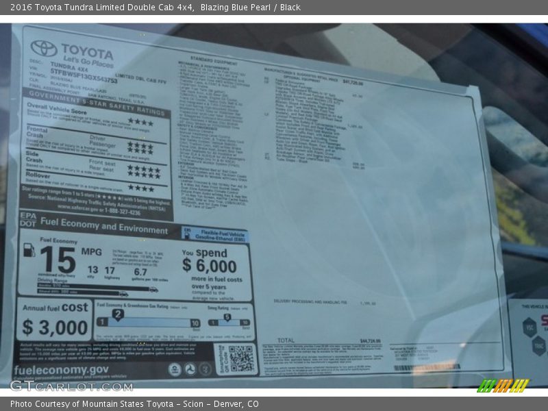 Blazing Blue Pearl / Black 2016 Toyota Tundra Limited Double Cab 4x4