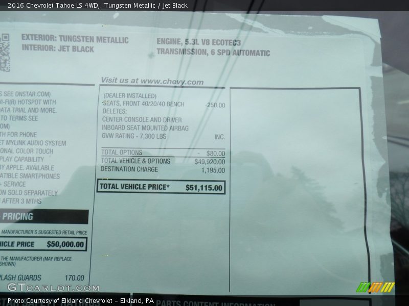 Tungsten Metallic / Jet Black 2016 Chevrolet Tahoe LS 4WD