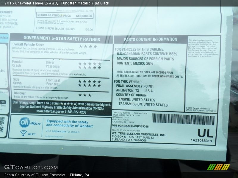 Tungsten Metallic / Jet Black 2016 Chevrolet Tahoe LS 4WD