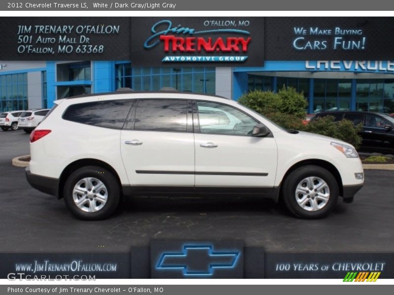 White / Dark Gray/Light Gray 2012 Chevrolet Traverse LS