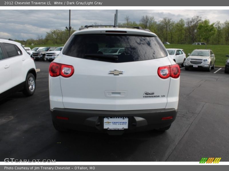 White / Dark Gray/Light Gray 2012 Chevrolet Traverse LS