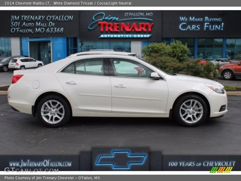 White Diamond Tricoat / Cocoa/Light Neutral 2014 Chevrolet Malibu LT