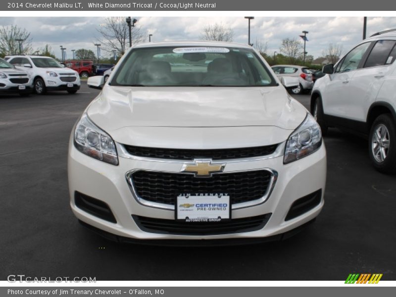 White Diamond Tricoat / Cocoa/Light Neutral 2014 Chevrolet Malibu LT