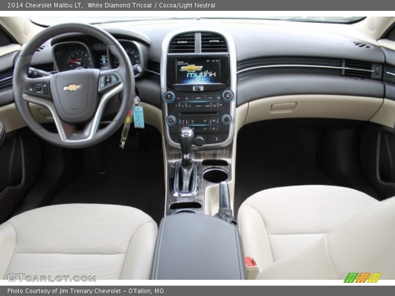 White Diamond Tricoat / Cocoa/Light Neutral 2014 Chevrolet Malibu LT