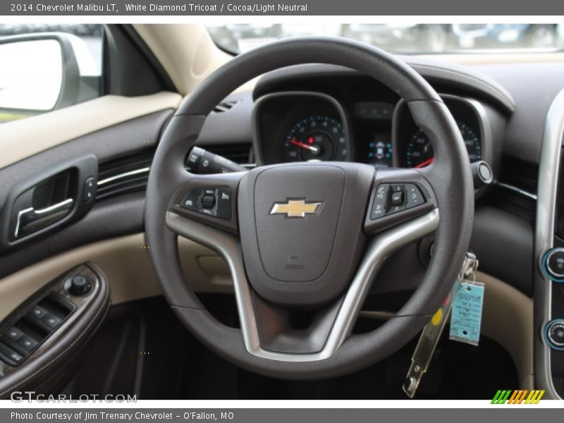 White Diamond Tricoat / Cocoa/Light Neutral 2014 Chevrolet Malibu LT