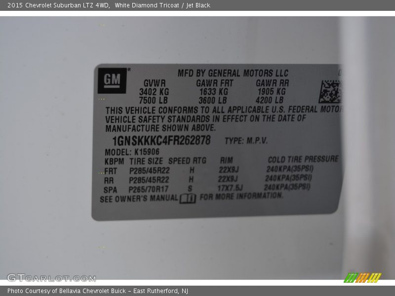 White Diamond Tricoat / Jet Black 2015 Chevrolet Suburban LTZ 4WD