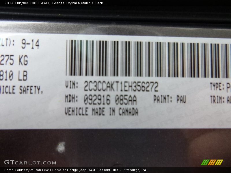 Granite Crystal Metallic / Black 2014 Chrysler 300 C AWD