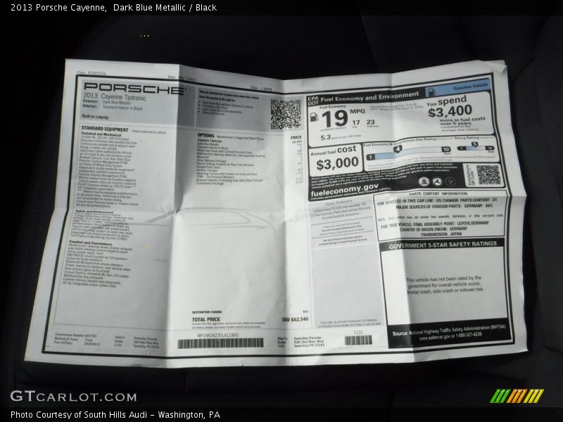 Dark Blue Metallic / Black 2013 Porsche Cayenne