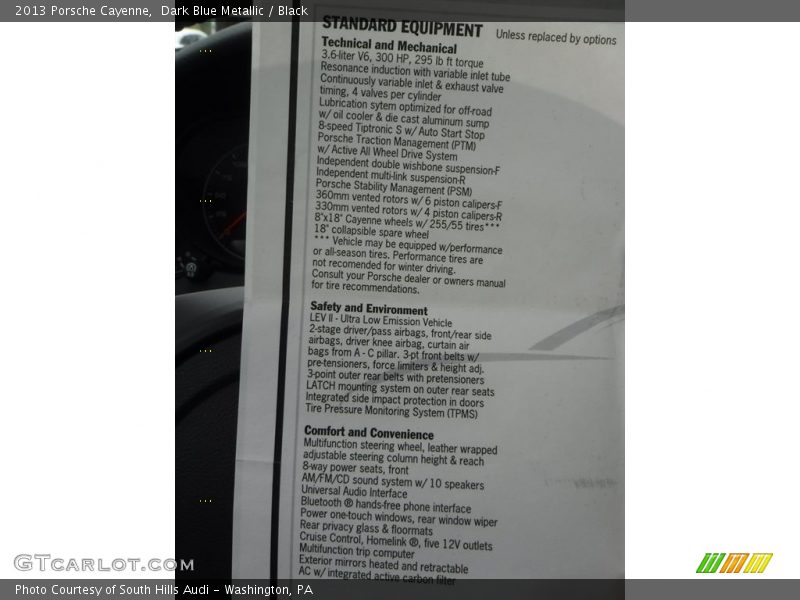 Dark Blue Metallic / Black 2013 Porsche Cayenne