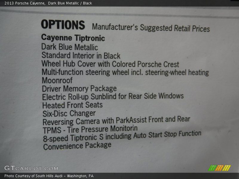 Dark Blue Metallic / Black 2013 Porsche Cayenne