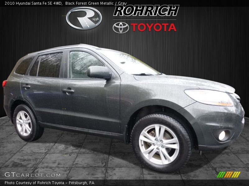 Black Forest Green Metallic / Gray 2010 Hyundai Santa Fe SE 4WD