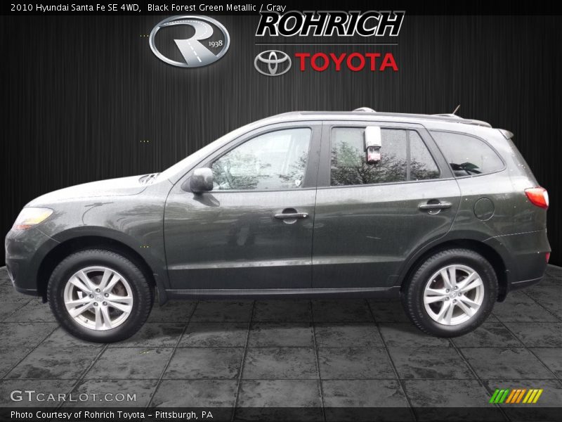 Black Forest Green Metallic / Gray 2010 Hyundai Santa Fe SE 4WD