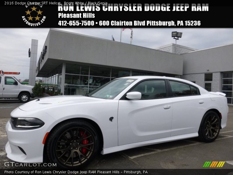 Bright White / Black/Sepia 2016 Dodge Charger SRT Hellcat