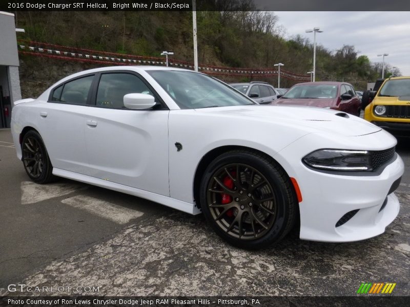 Bright White / Black/Sepia 2016 Dodge Charger SRT Hellcat