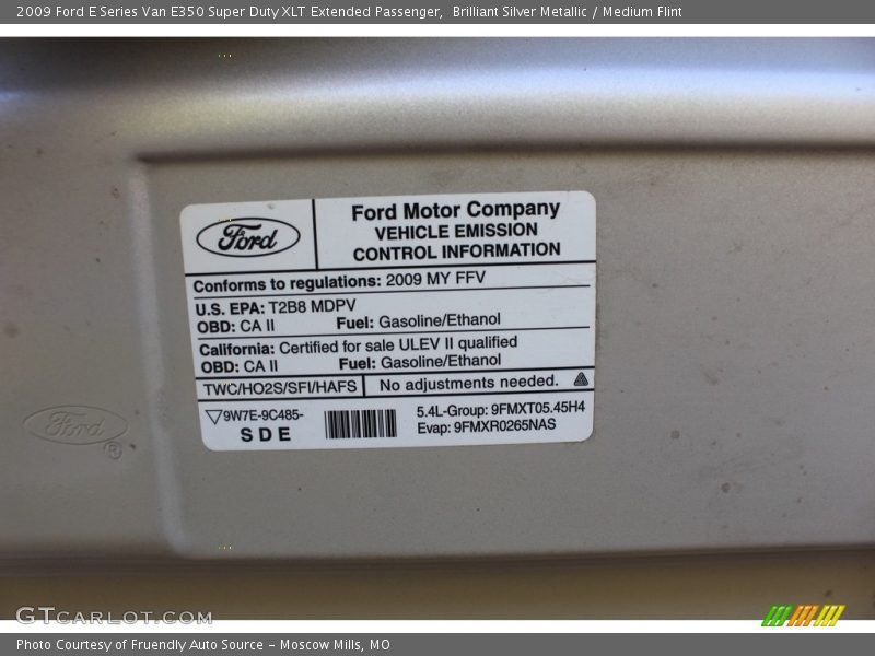 Brilliant Silver Metallic / Medium Flint 2009 Ford E Series Van E350 Super Duty XLT Extended Passenger