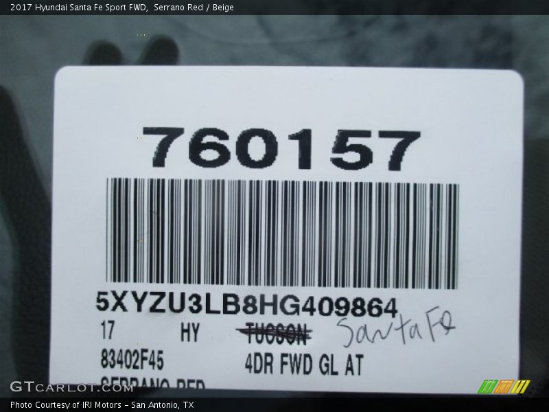 Serrano Red / Beige 2017 Hyundai Santa Fe Sport FWD