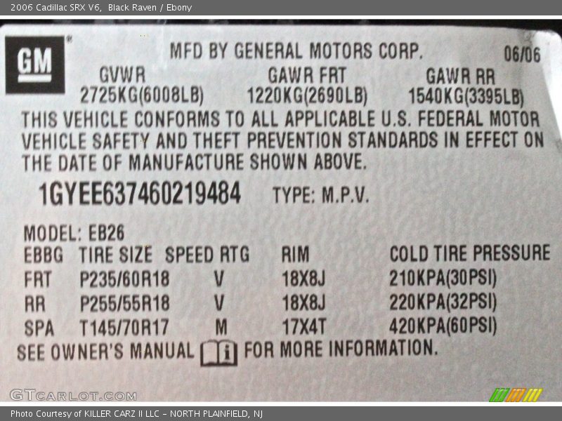 Black Raven / Ebony 2006 Cadillac SRX V6