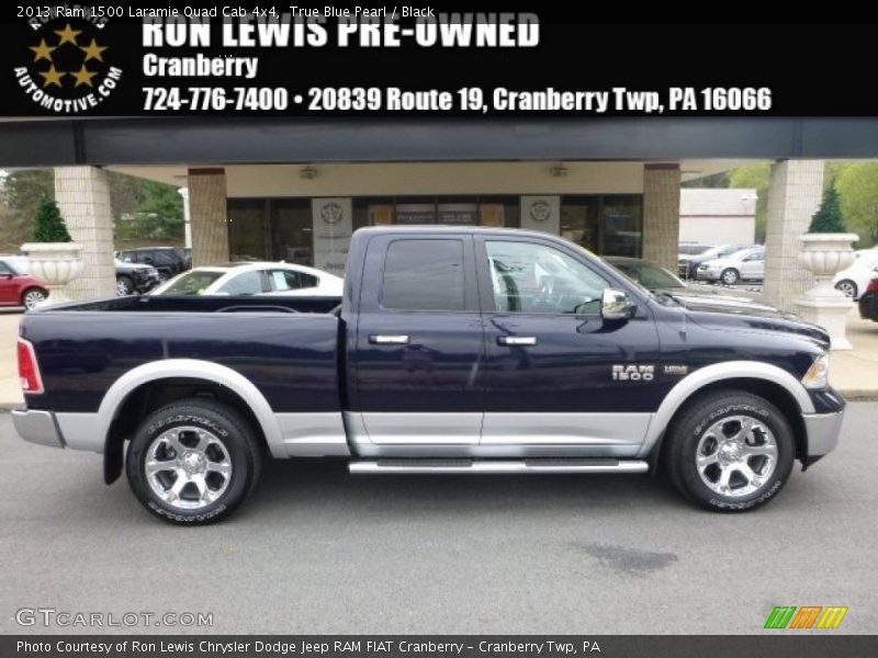 True Blue Pearl / Black 2013 Ram 1500 Laramie Quad Cab 4x4