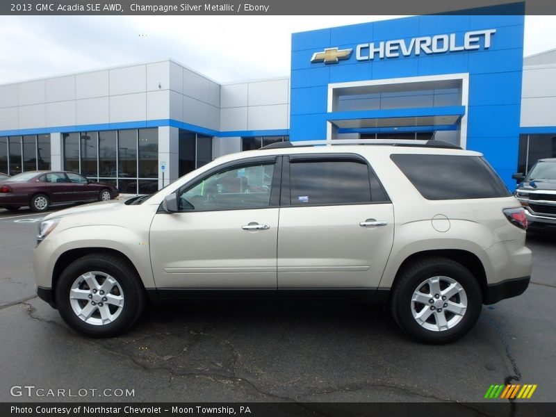 Champagne Silver Metallic / Ebony 2013 GMC Acadia SLE AWD