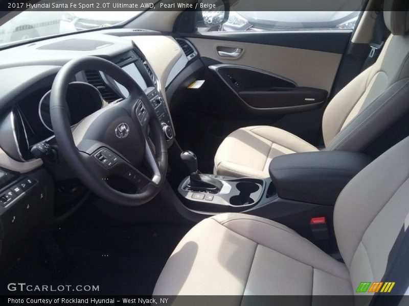 Pearl White / Beige 2017 Hyundai Santa Fe Sport 2.0T Ulitimate AWD