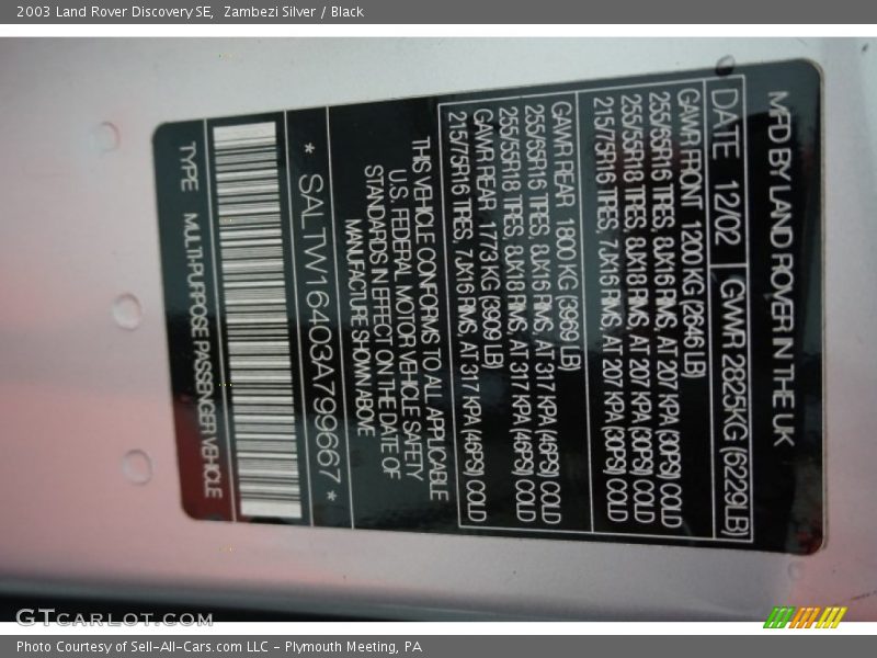Zambezi Silver / Black 2003 Land Rover Discovery SE