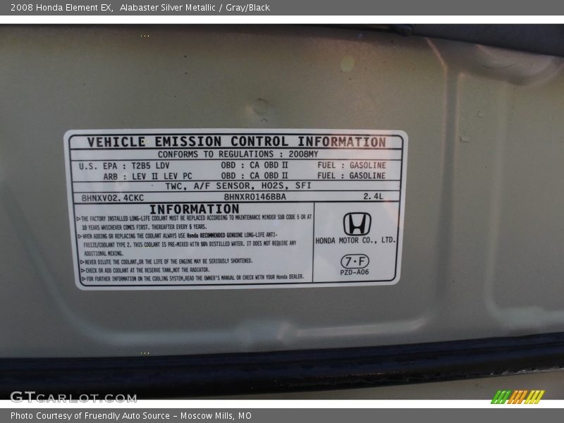 Alabaster Silver Metallic / Gray/Black 2008 Honda Element EX