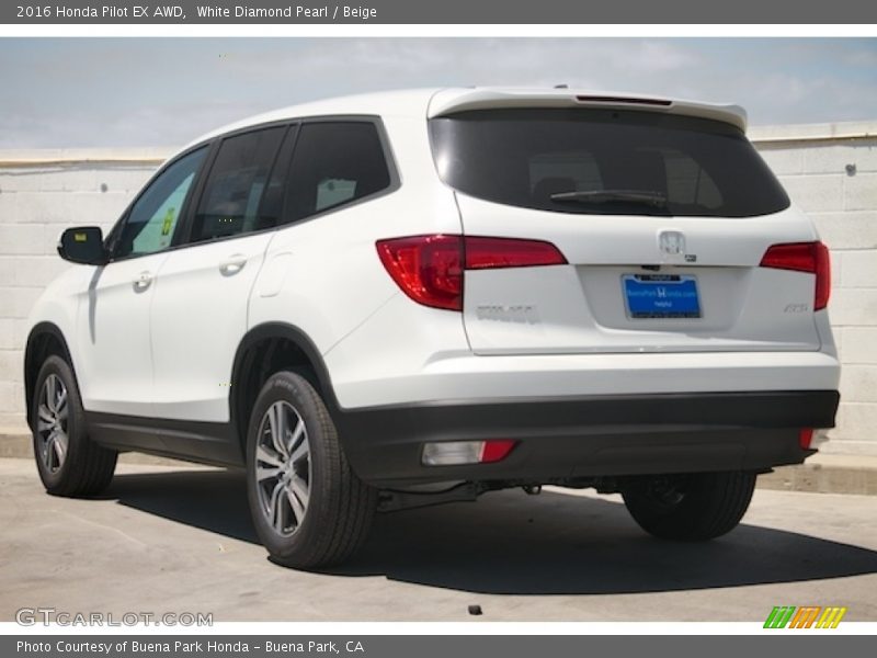 White Diamond Pearl / Beige 2016 Honda Pilot EX AWD