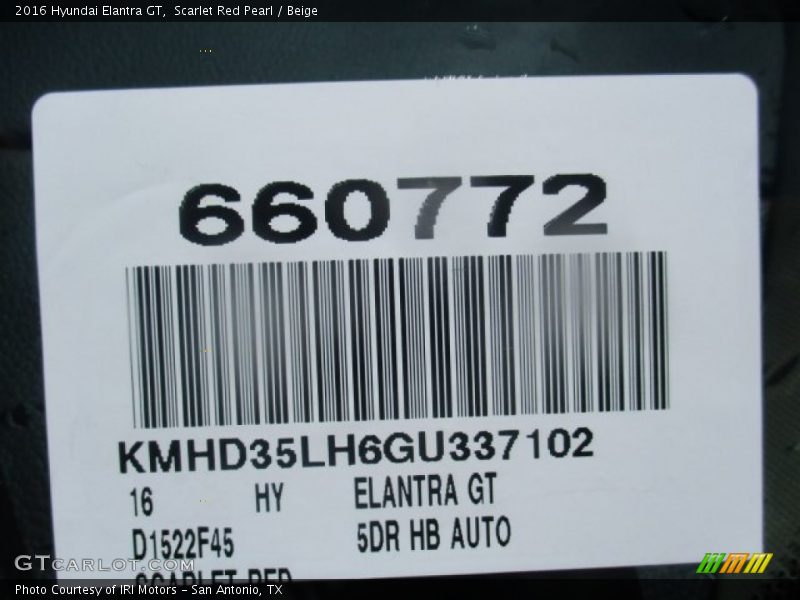 Scarlet Red Pearl / Beige 2016 Hyundai Elantra GT