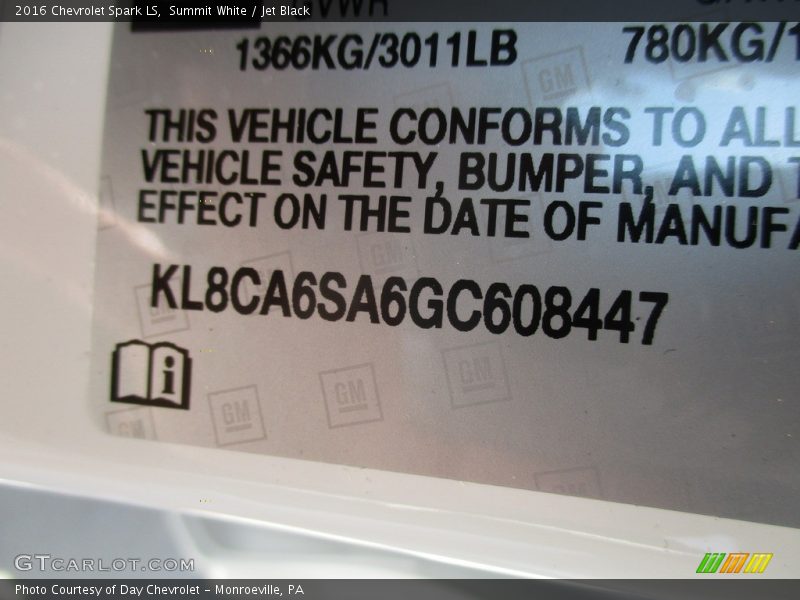Summit White / Jet Black 2016 Chevrolet Spark LS