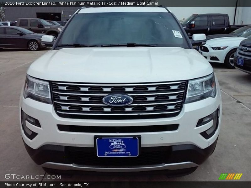 White Platinum Metallic Tri-Coat / Medium Light Camel 2016 Ford Explorer Limited
