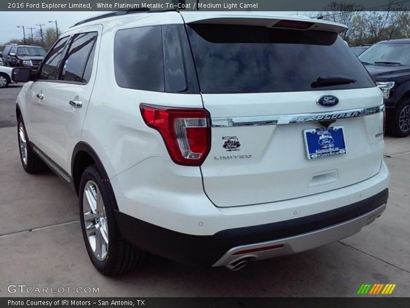 White Platinum Metallic Tri-Coat / Medium Light Camel 2016 Ford Explorer Limited