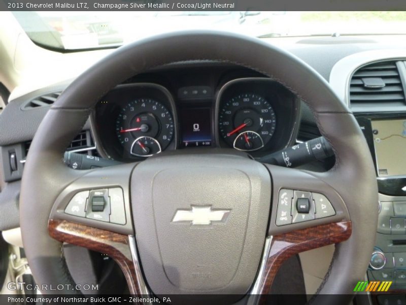 Champagne Silver Metallic / Cocoa/Light Neutral 2013 Chevrolet Malibu LTZ