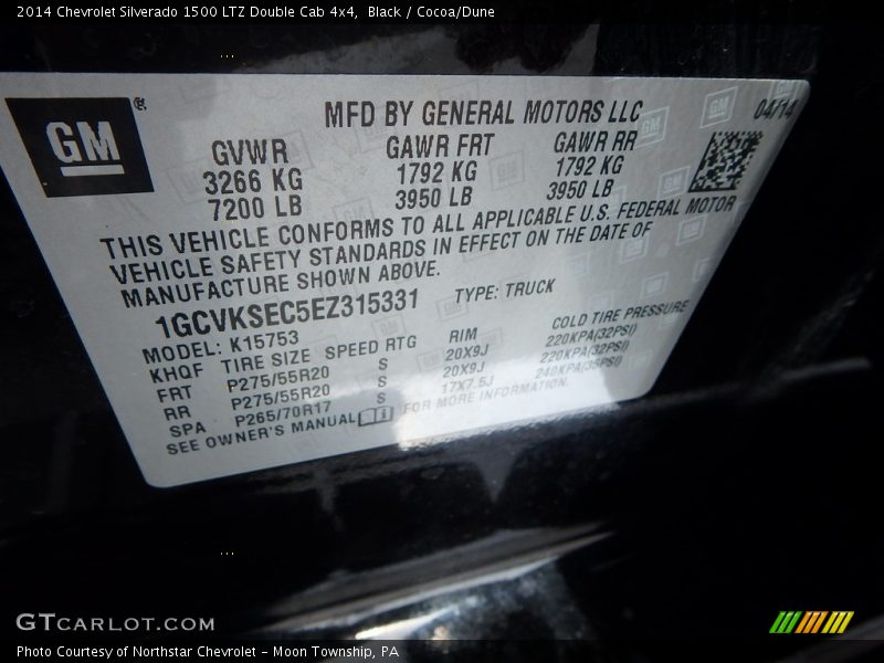 Black / Cocoa/Dune 2014 Chevrolet Silverado 1500 LTZ Double Cab 4x4
