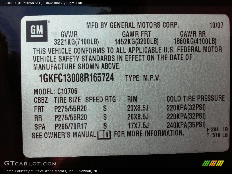 Onyx Black / Light Tan 2008 GMC Yukon SLT