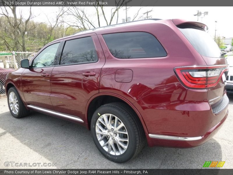 Velvet Red Pearl / Black 2016 Dodge Durango Limited AWD