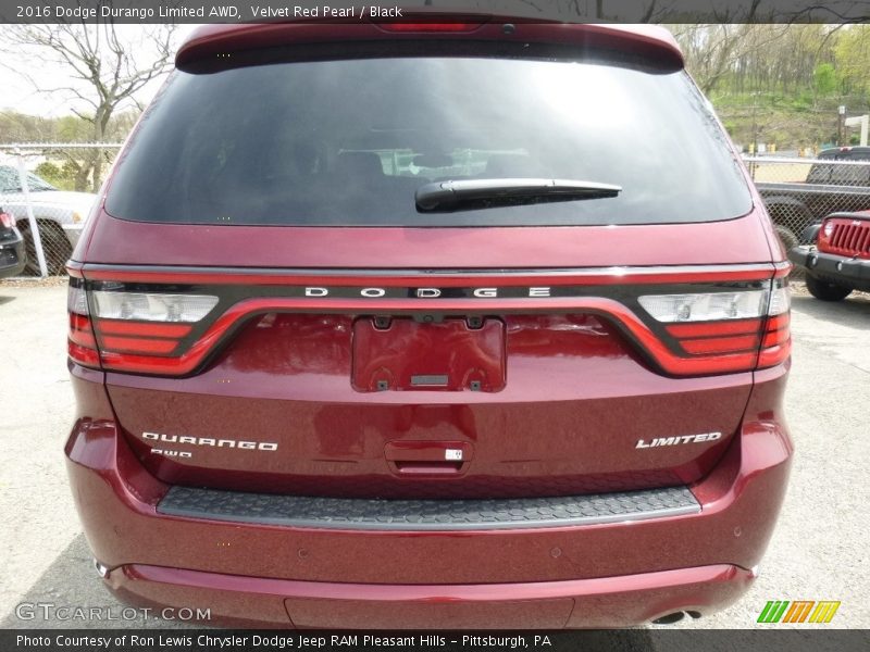 Velvet Red Pearl / Black 2016 Dodge Durango Limited AWD