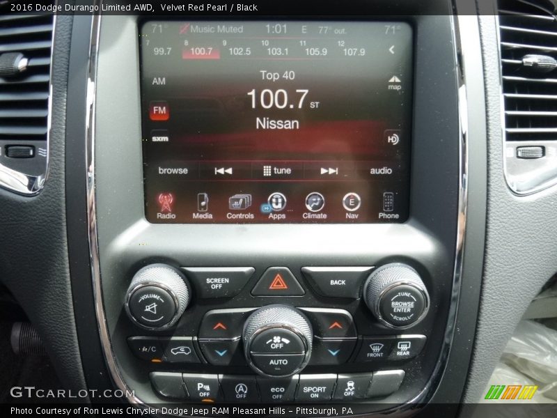 Velvet Red Pearl / Black 2016 Dodge Durango Limited AWD