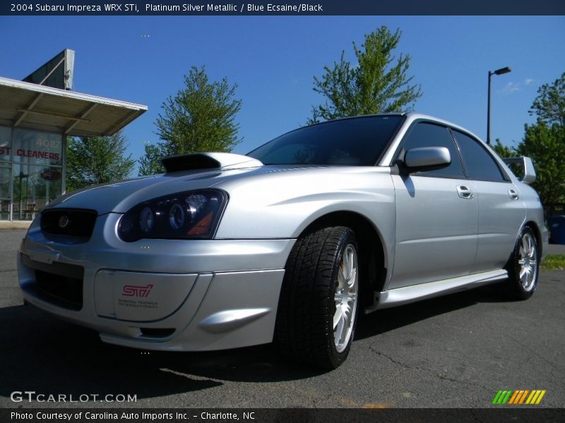 Platinum Silver Metallic / Blue Ecsaine/Black 2004 Subaru Impreza WRX STi